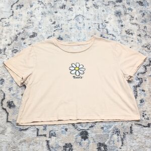 Levi’s Daisy Graphic Crop Tee XL Beige Tan Short Sleeve T-Shirt Women’s Boho